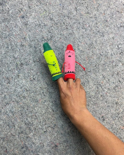 Crayon Finger Puppets, Green and Red