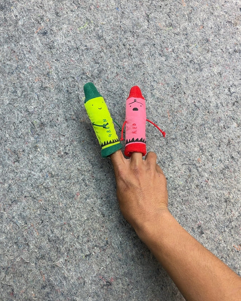 Crayon Finger Puppets, Green and Red