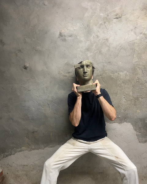 Classical Stone Head Planter Bust Sculpture, H11"