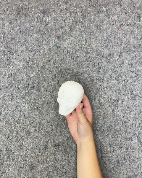 Small White Velvety Skull Decoration