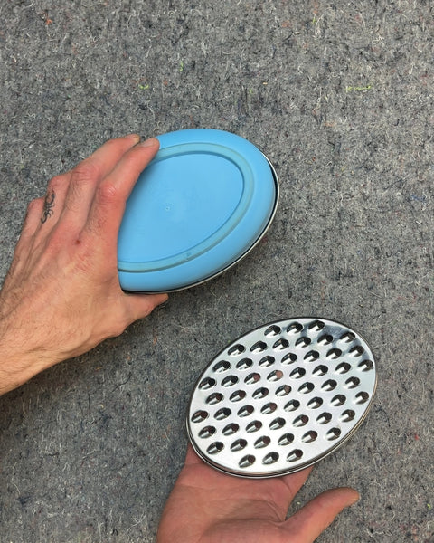 Oval Cheese Grater with Blue Lid