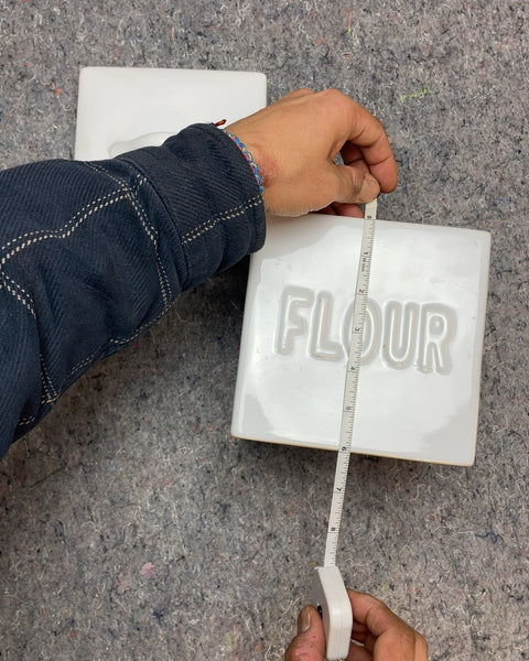 White Ceramic Flour Canister, 6x6x6"