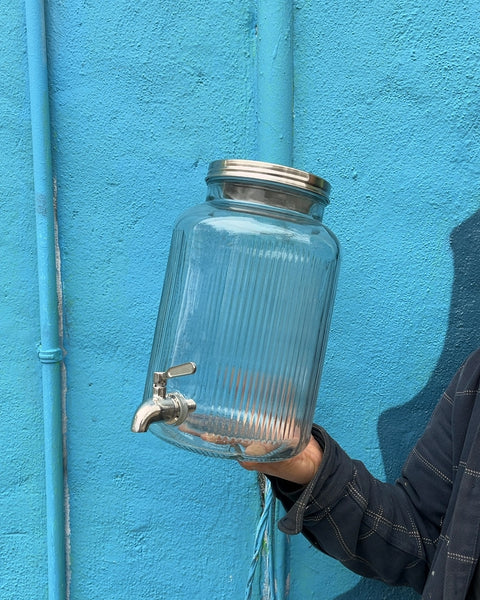 Glass Beverage Dispenser with Spigot, 7" Wide