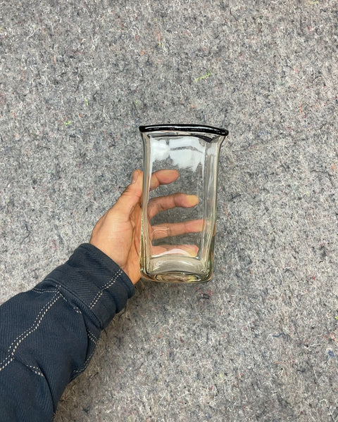 Clear Glass Vase with Black Trim