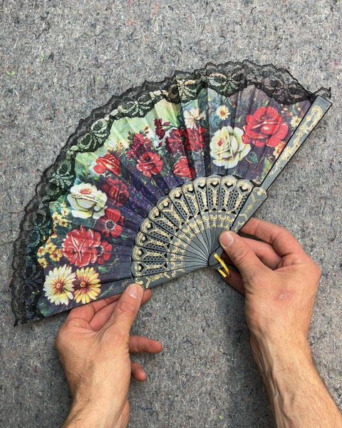 Floral Print Hand Fan