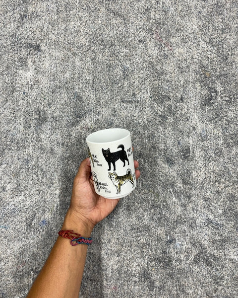 White Ceramic Mug with Japanese Dog Breeds