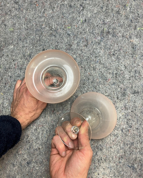 Two Pink Rimmed Sexy Margarita Glasses