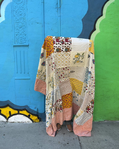 Very Pretty Patchwork Floral Quilted Blanket, 80x100"