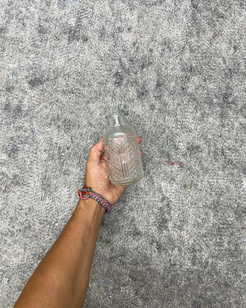Clear Embossed Pattern Glass Bud Vase Bottle