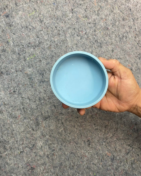 Three Small Silicone Blue Bowls