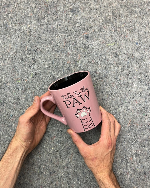 Pink Talk to the Paw Cat Mug