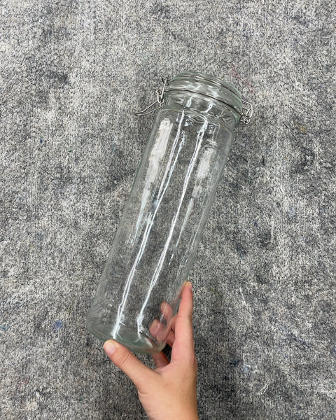 Clear Glass Clamp Top Jar, 13 in Tall