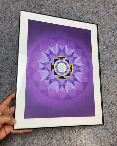 Framed Purple Mandala Wall Art, 11x14"