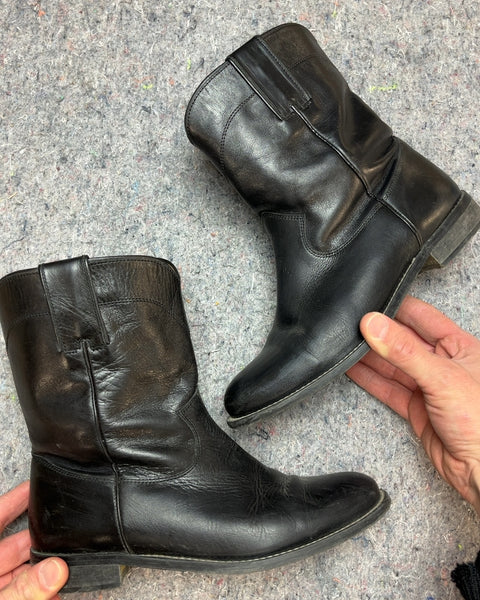 Black Western Style Boots, Size EU 38
