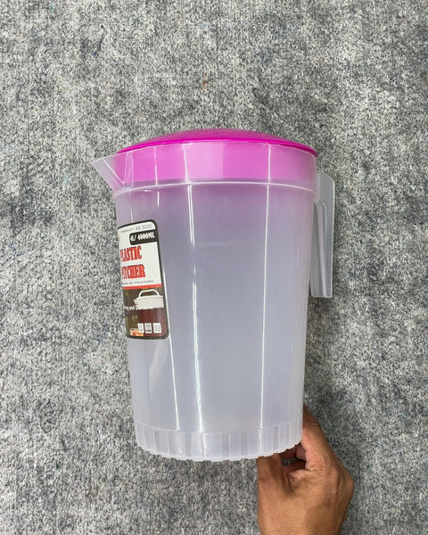 Plastic Pitcher with Pink Lid, 4L