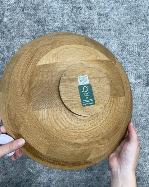 Crate & Barrel Large Wooden Serving Bowl, 14 x 4 in
