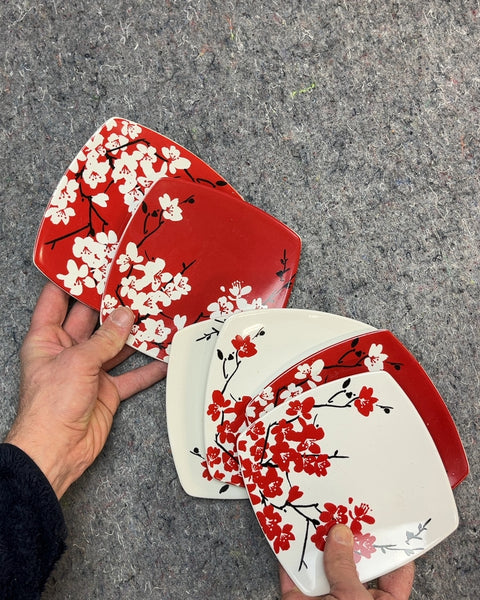 222 Fifth Sakura Dessert Plates, Set of 6
