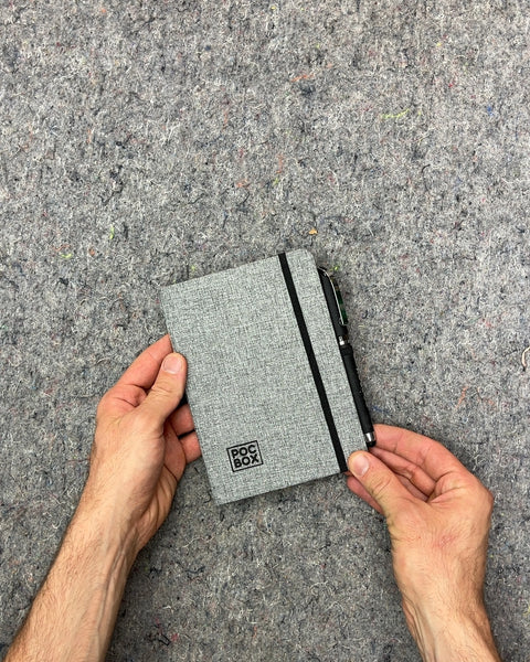Poc Box Gray Fabric Notebook with Pen