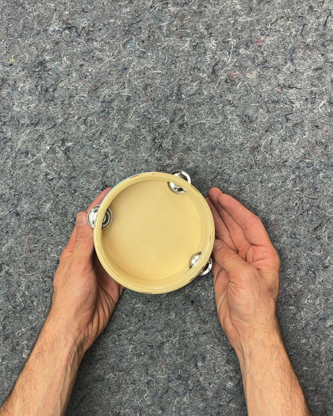 Wooden Tambourine with Blue Trim