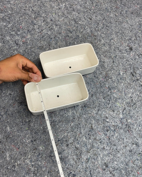 White Rectangular Ceramic Planters, Set of 2