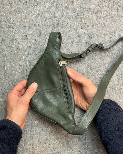 Green Leather Fanny Pack