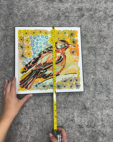 Framed Bird and Floral Pattern Art Print
