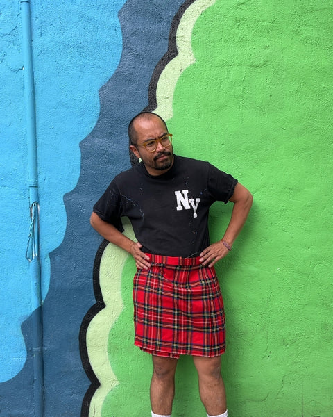 Red Plaid Pure New Wool Kilt Made in Scotland, Size 16