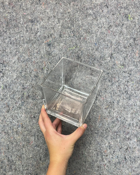 Clear Glass Square Vase