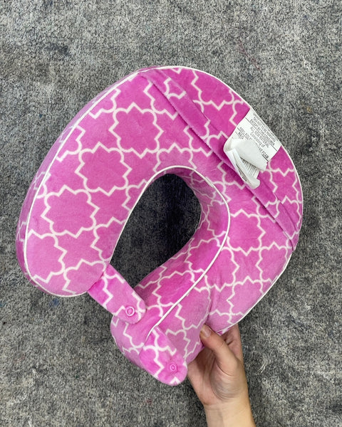 Pink Geometric Pattern Travel Pillow