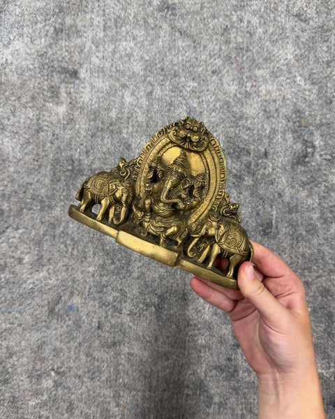 Brass Ganesha with Elephants Figurine