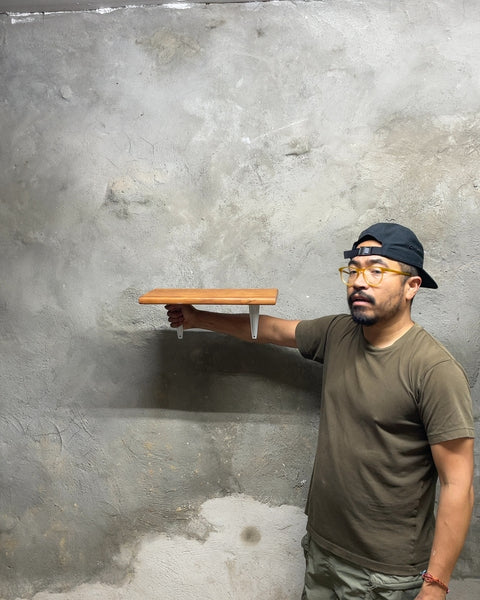 Small Wood Wall Shelf with Brackets, 25x5"