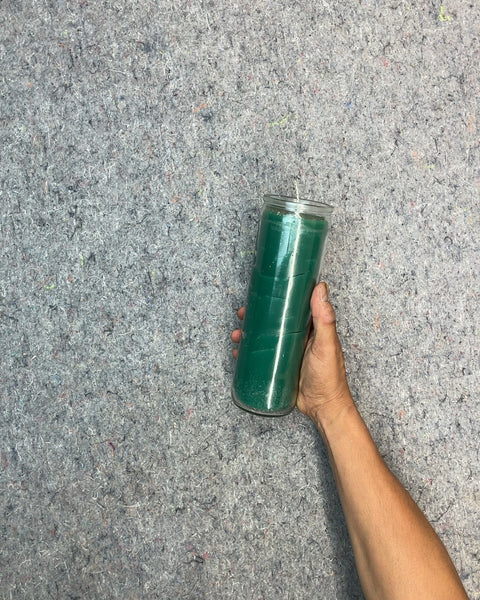 Green Pillar Candle in Glass Jar