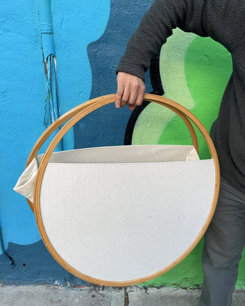 Round Laundry Basket with Wooden Handles