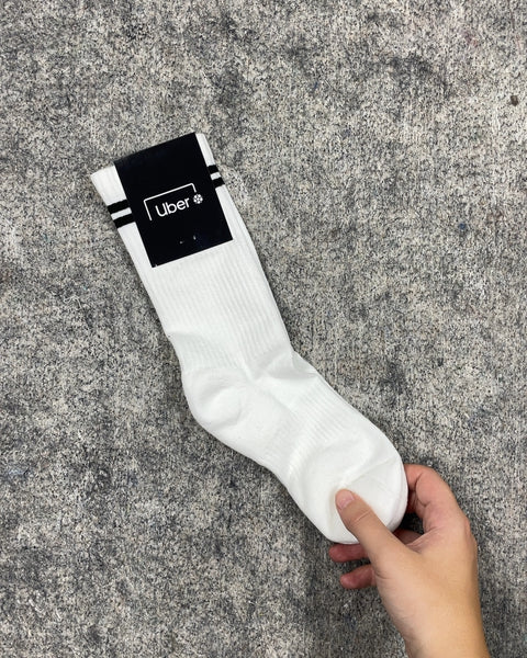 Uber White Crew Socks, Unsized, Our Expertise Says US W 8-10