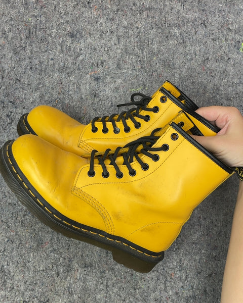 Dr. Martens Yellow Leather Boots, Sz EU 38