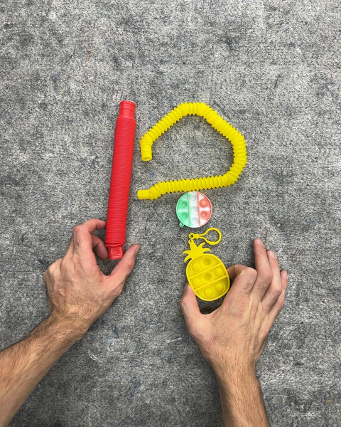 Assorted Pop Tubes and Pop It Keychains Sensory Fidget Toy Set