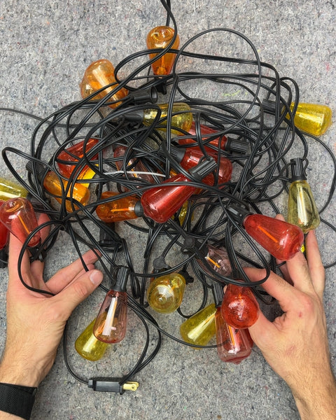 Outdoor String Lights with Yellow, Orange and Red Bulbs