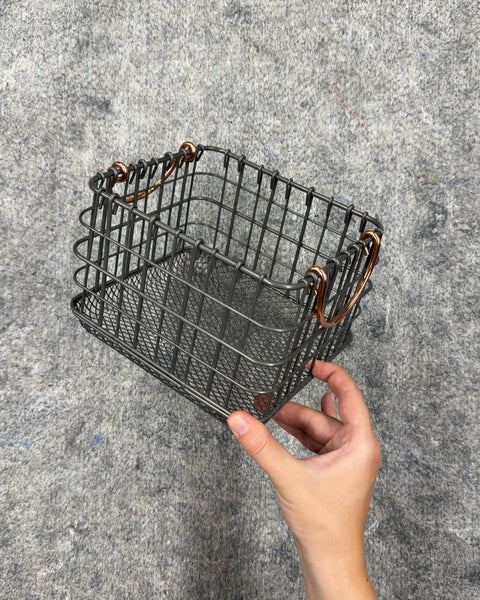 Wire Mesh Basket with Copper Handles, 7 x 6 in