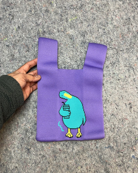 Caffeinated Goose Heavy Knit Mini Tote