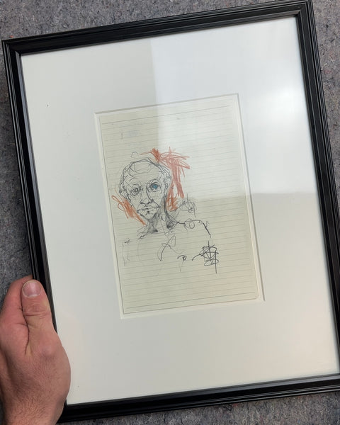 Framed Sketch of a Face By An Artist You Might Know, 12x15"