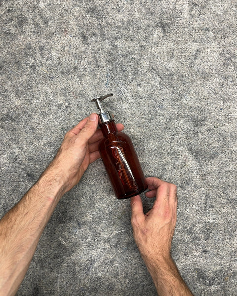 Amber Glass Soap Dispenser with Metal Pump