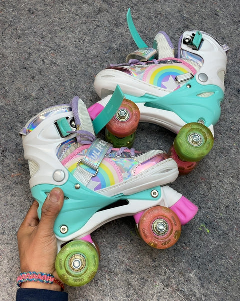 Sulifee Rainbow Roller Skates, Sz 10C-13C US or 28-31 EU