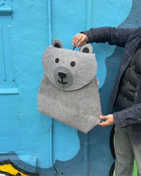 Gray Felt Bear Bag