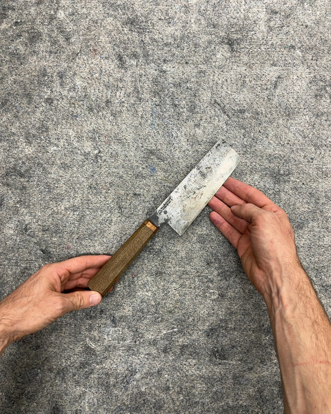 Expensive Japanese Nakiri Vegetable Knife with Wood Handle