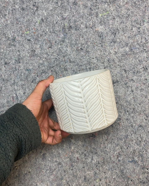 White Ceramic Planter, 5"