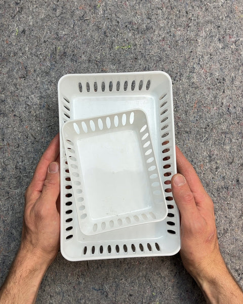 Set Of 5 White Plastic Storage Baskets