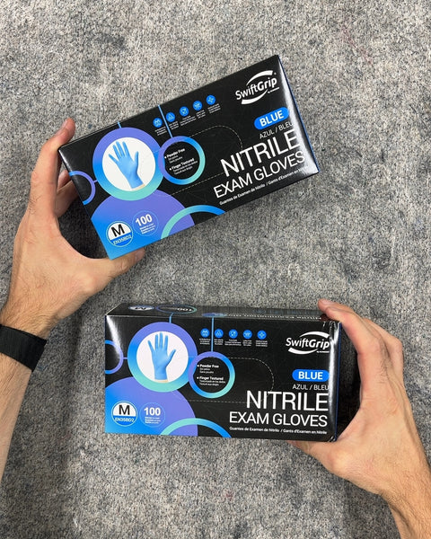Last Two Packs Of SwiftGrip Blue Nitrile Exam Gloves, Size M