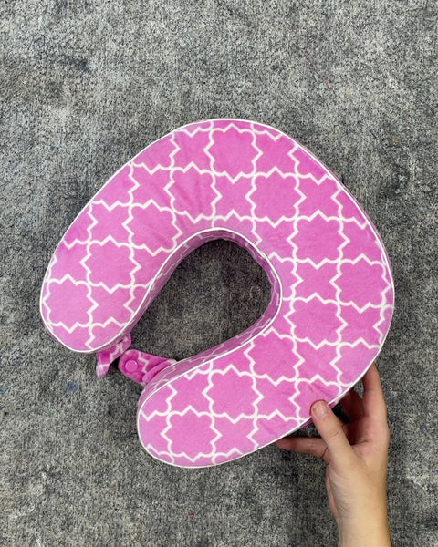 Pink Geometric Pattern Travel Pillow