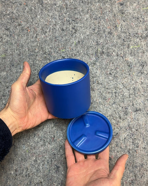 Super Cute Blue Ceramic Planter with Saucer, 4.5"