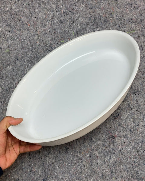 French Ceramic White Oval Deep Dish